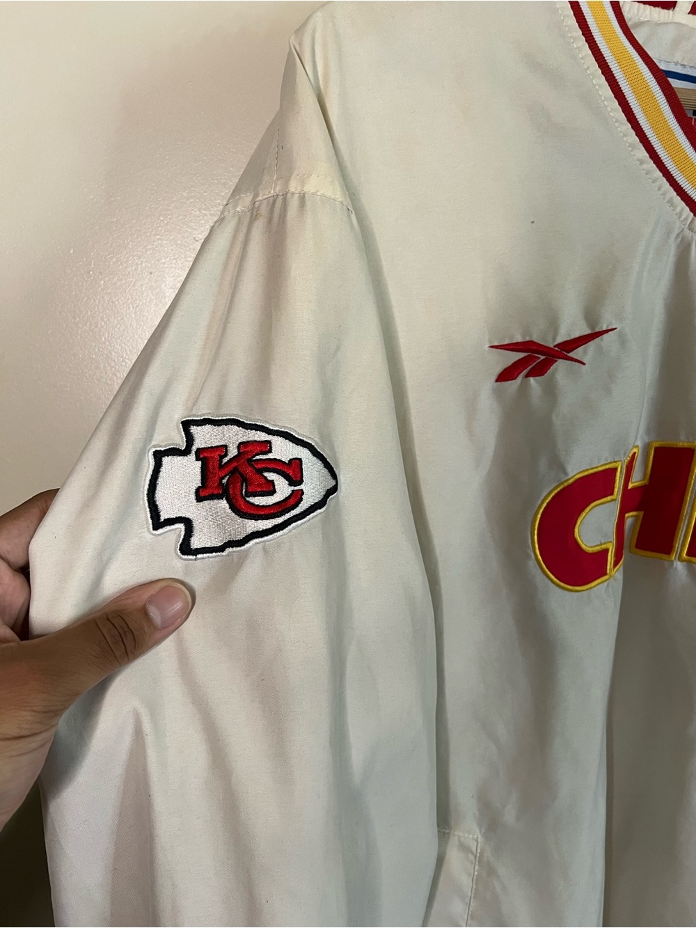 Vintage Reebok Pro Line Kansas City Chiefs Pullover Windbreaker Jacket M *FLAWS* - Picture 6 of 14